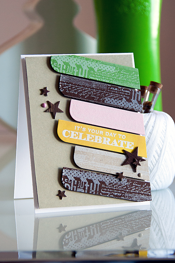 Yana Smakula | Masculine Card with die cut and stamped diagonal elements