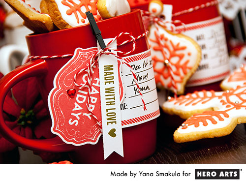 Yana Smakula | Hero Arts Creative Cookie Packaging in a cup using stamps #holidaybaking #cookiepackaging #packaging #stamping