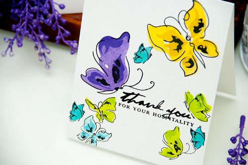 Yana Smakula | Video! One Layer Painted Butterflies Thank You Card . Pinterest Inspired #46 #stamping #cardmaking #onelayer #altenew
