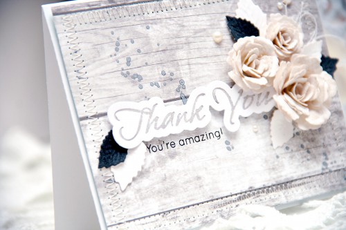 Yana Smakula | Spellbinders Thank You Card using S2-153 Sentiments 6 S5-086 Bitty Blossoms S5-131 A-2 Matting Basics A S5-143 Jewel Flowers and Flourishes
