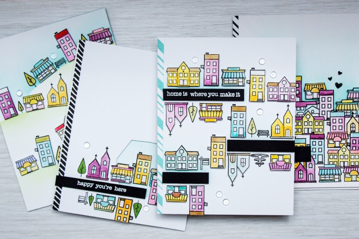 Hero Arts | Building a Town with Mini House Stamps by Yana Smakula