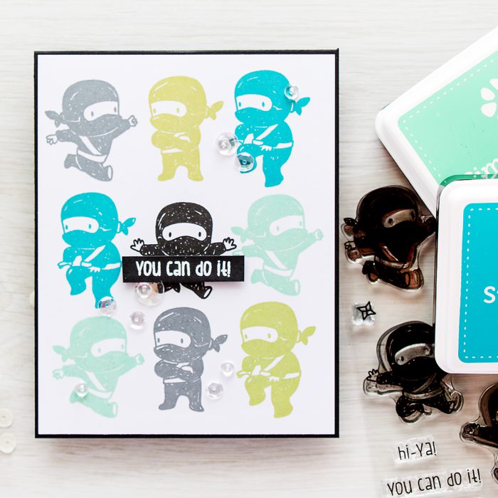 Simon Says Stamp | Tiny Ninjas You Can Do It card | Masterpiece Box Release - Mama Elephant