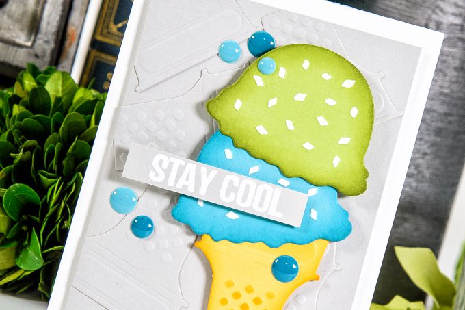 Spellbinders | Stay Cool Card using S3-278 Die D-Lites Ice Cream Yummy Etched Dies. Project by Yana Smakula