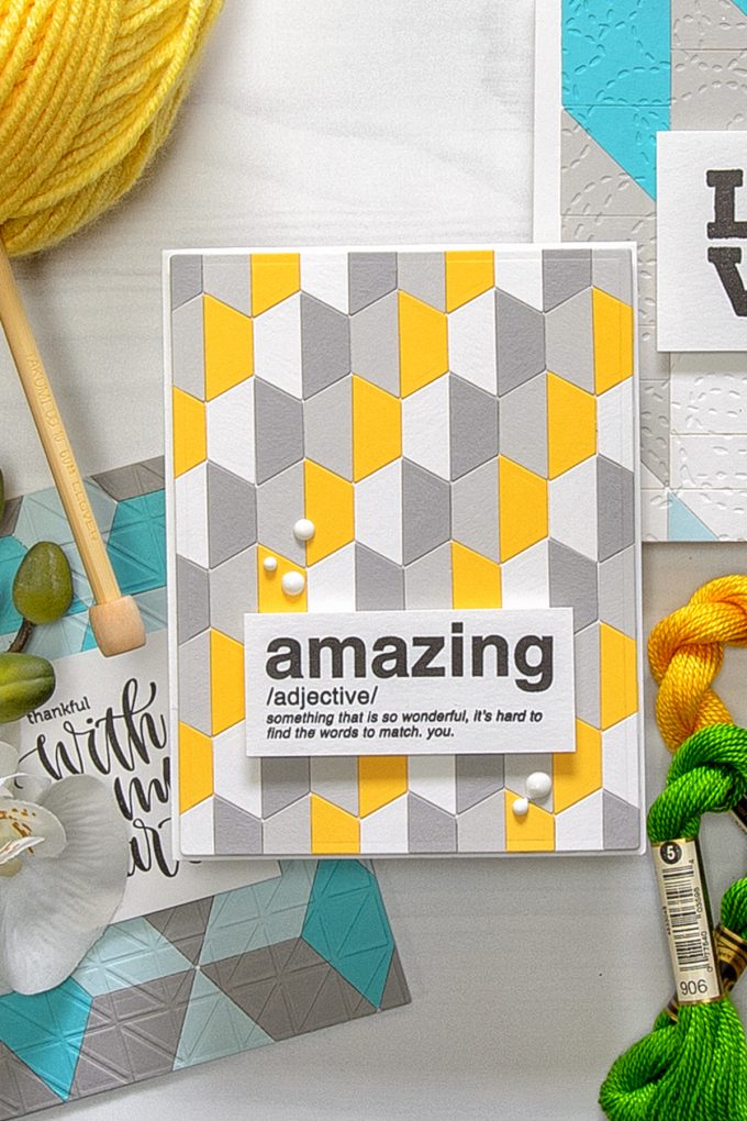 Spellbinders | Quilt It Collection - You Are Amazing Card. Using S2-274 Half Hex Quilt dies. Project by Yana Smakula