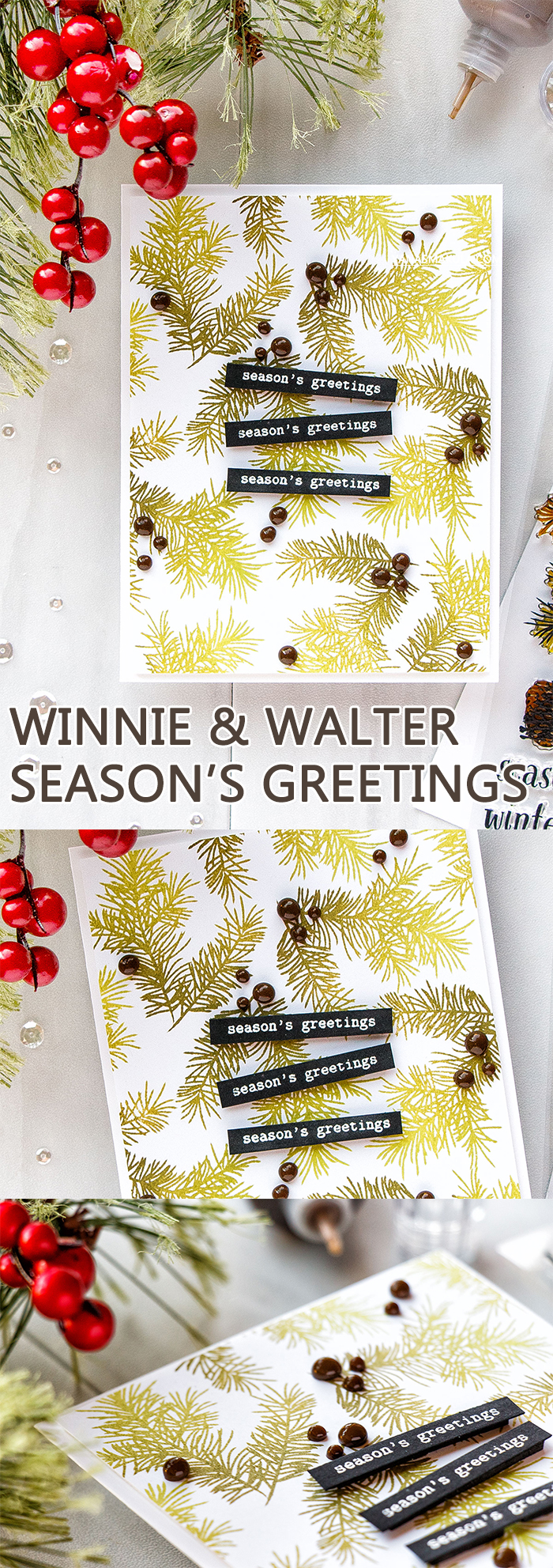 Winnie & Walter | Season's Greetings Card. World Cardmaking Day 2017 Blog Hop