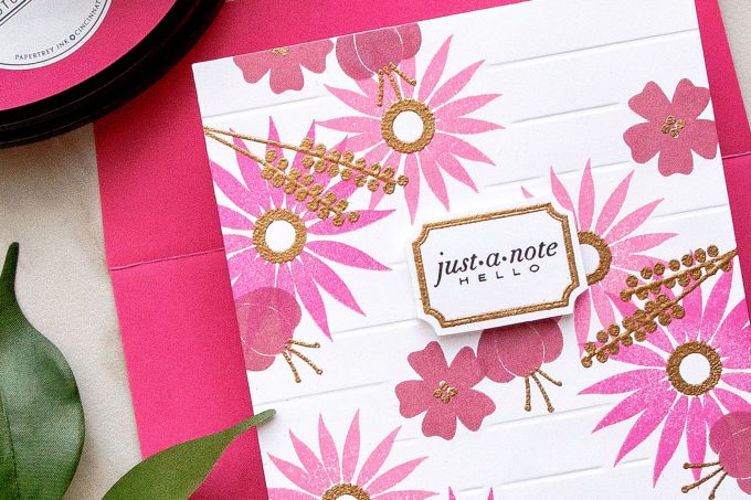 Papertrey Ink | Faux Stationery Stamped Cards. Video tutorial. Featuring Flower Power Stamp Set & Little Labels Stamp Set. #stamping #yanasmakula #stampedstationery #papertreyink #cardmaking #justanptecard