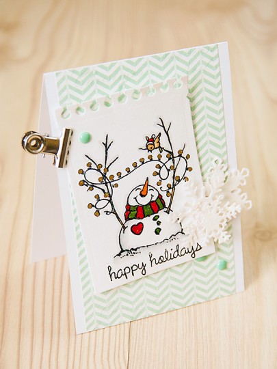 Happy Holidays Christmas Card with Stampendous stamps and embossing powders