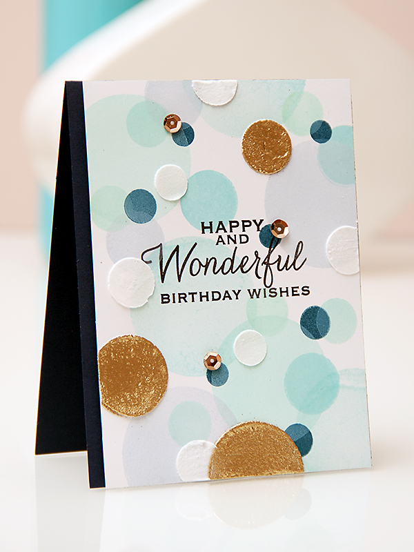 Yana Smakula | A Bokeh background birthday card using stamps from Hero Arts and inks from ClearSnap