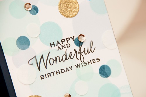 Yana Smakula | A Bokeh background birthday card using stamps from Hero Arts and inks from ClearSnap