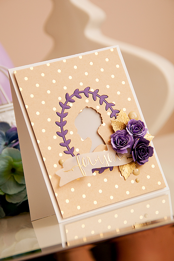 Yana Smakula | Clean & Simple Die Cutting with #Spellbinders | Dies used: IN-010 Silhouette, S5-086 Bitty Blossoms, S5-143 Jewel Flowers and Flourishes, S4-324 Ribbon Banners