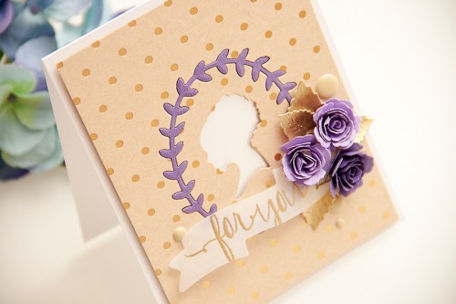 Yana Smakula | Clean & Simple Die Cutting with #Spellbinders | Dies used: IN-010 Silhouette, S5-086 Bitty Blossoms, S5-143 Jewel Flowers and Flourishes, S4-324 Ribbon Banners