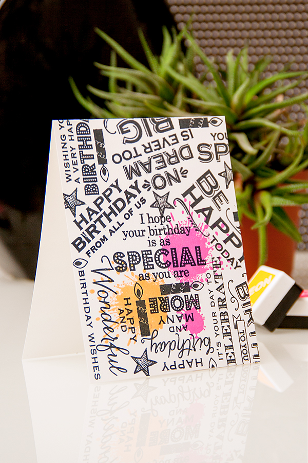 Yana Smakula | Video. Many Birthday Messages Card using Hero Arts stamps and neon inks