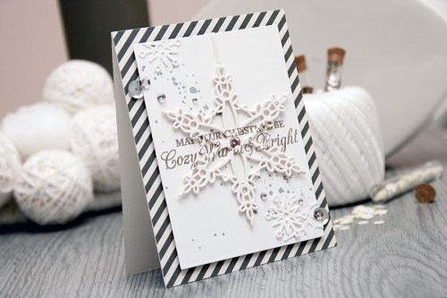 Yana Smakula | Spellbinders - Warm Cozy & Bright Holiday Card using S4-433 Snowflake Bliss dies. For more cardmaking ideas and video tutorials please visit https://www.yanasmakula.com/?lang=en