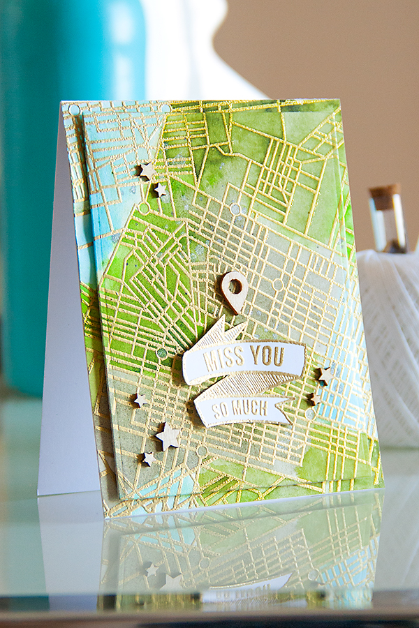 Yana Smakula | Hero Arts City Map Background Miss You Card and video. For more cardmaking ideas please visit https://www.yanasmakula.com/?lang=en