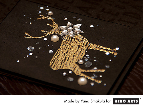 Yana Smakula | Hero Arts Modern Holiday Cheer Reinderr Card. For more cardmaking ideas and videos, please visit https://www.yanasmakula.com/?lang=en