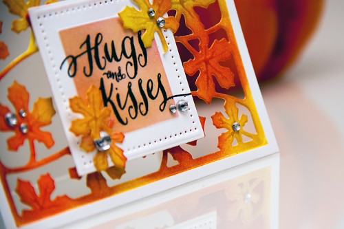 Yana Smakula | Inspired by Pinterest Fall Hugs & Kisses Card with inked background and a window using dies from Spellbinders and stamps from WPlus9. For more cardmaking ideas and video tutorials please visit https://www.yanasmakula.com/?lang=en 