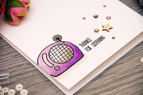 Yana Smakula | Create a Smile - Perfect Tune - Thanks for listening Card. #cardmaking #stamping #copiccoloring