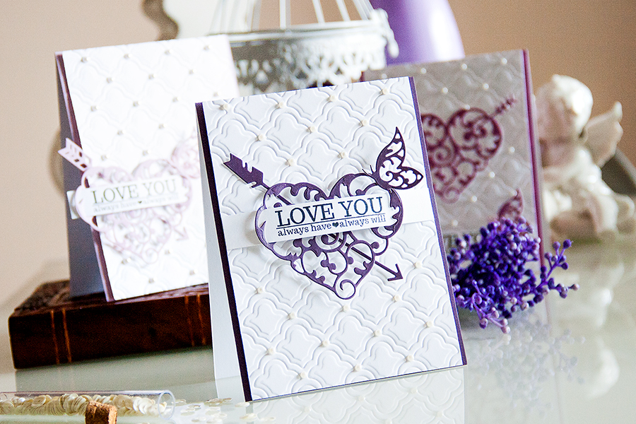 Yana Smakula | Elegant Valentine's Day Cards. For more cardmaking ideas and videos please visit http://www.zrobysama.com.ua/?lang=en #spellbinders #valentine #love #handmade