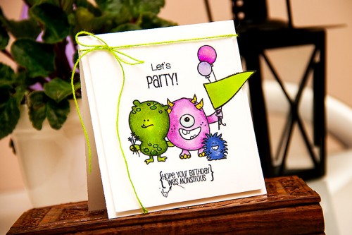 Yana Smakula | Create A Smile - Monster Birthday Party Card #stamping #copic #monster #birthday