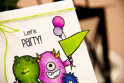 Yana Smakula | Create A Smile - Monster Birthday Party Card #stamping #copic #monster #birthday