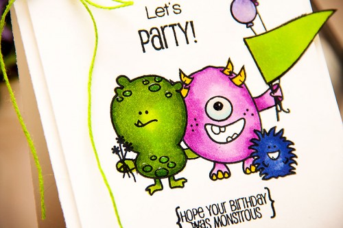 Yana Smakula | Create A Smile - Monster Birthday Party Card #stamping #copic #monster #birthday