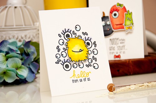 Yana Smakula | The Alley Way Stamps Monster Cards stamped one layer card #stamping