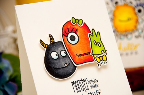 Yana Smakula | The Alley Way Stamps Monster Cards stamped one layer card #stamping