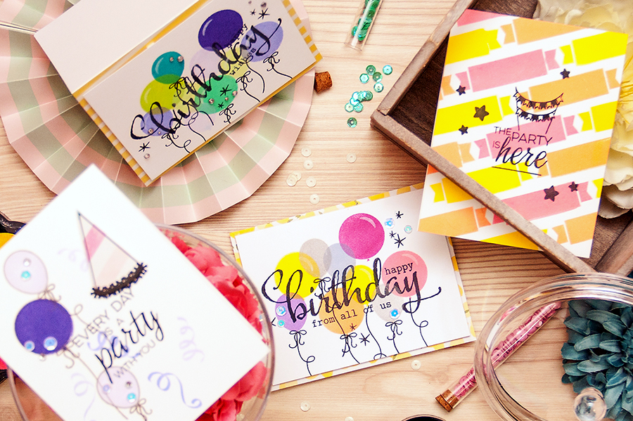 Yana Smakula | Party and Birthday themed cards with Winnie & Walter! Card a Month Video #16 #cardmaking #stamping 