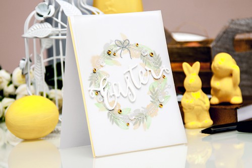 Yana Smakula | Spring Wreath Easter Card using Hero Arts and Simon Says Stamp