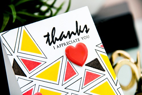 Yana Smakula | Altenew Thanks Card #stamping #triangles #geometric