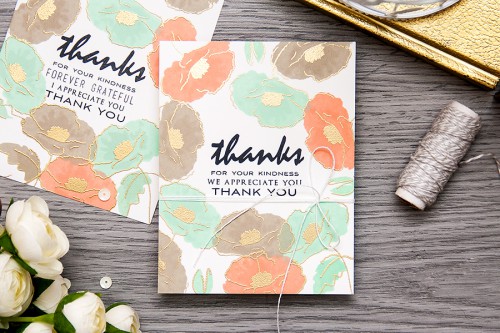 Yana Smakula | Video. One layer stamped and heat embossed Thank You cards with Painted Poppy stamp set from Altenew