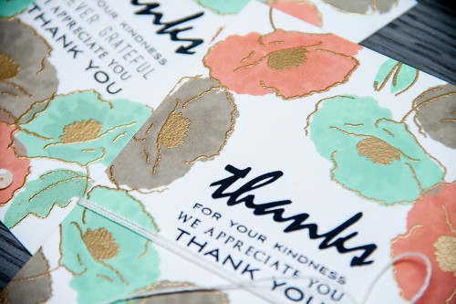 Yana Smakula | Video. One layer stamped and heat embossed Thank You cards with Painted Poppy stamp set from Altenew