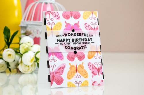 Yana Smakula | Hero Arts - Have a Wonderful Day Birthday Stamped Butterflies Card