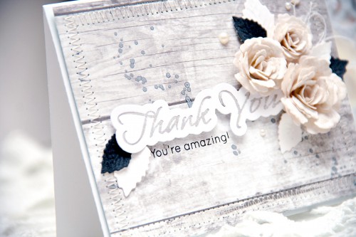 Yana Smakula | Spellbinders Thank You Card using S2-153 Sentiments 6 S5-086 Bitty Blossoms S5-131 A-2 Matting Basics A S5-143 Jewel Flowers and Flourishes