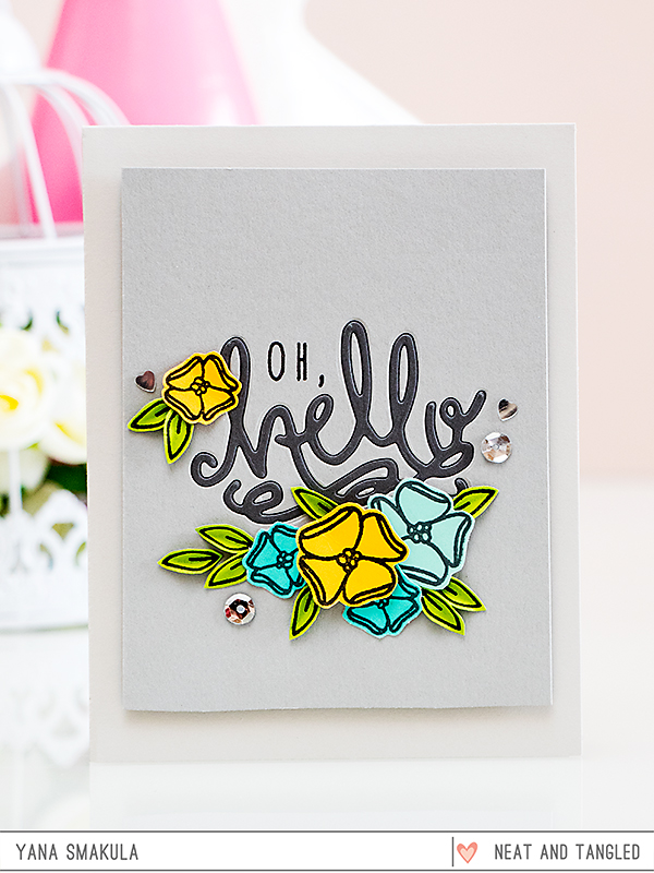 Yana Smakula | Neat & Tangled May 2015 Release. Day 3 - Oh Hello Card featuring Hello Stamp + Die set