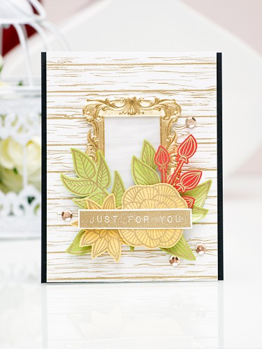 Yana Smakula. Video. Just For You Card using Striped Flowers Altenew Stamping Heat Embossing