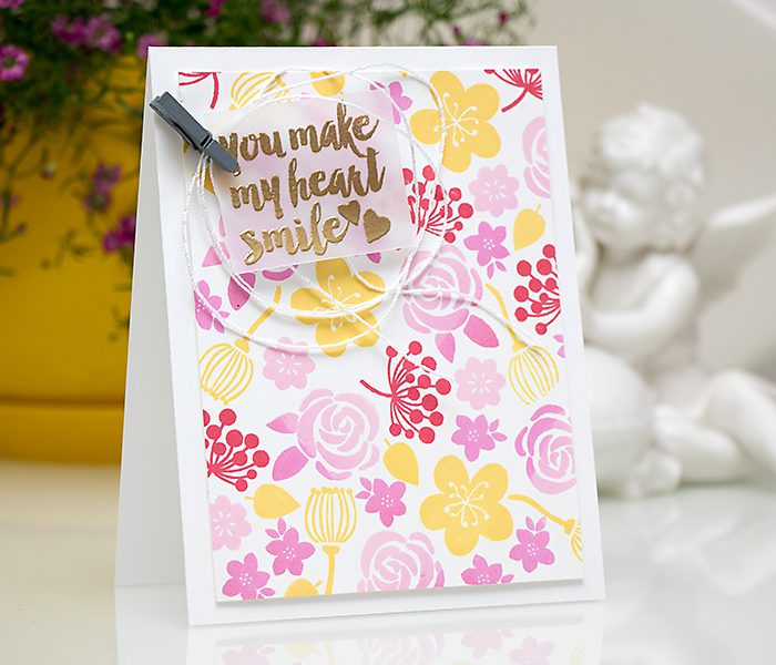 Hero Arts | Colorful Stamped Floral Pattern - You Make My Heart Smile