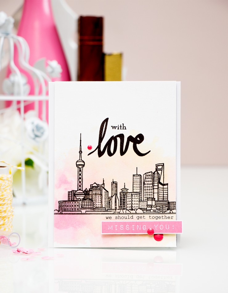 Yana Smakula | Altenew Sketchy Cities With Love Watercolor Card