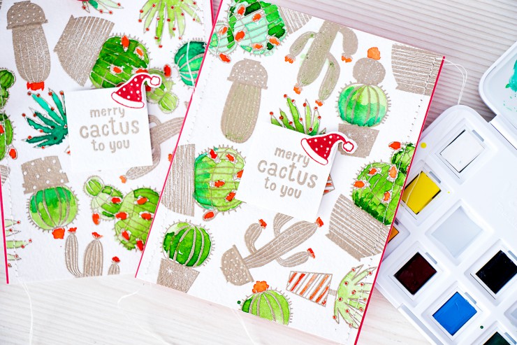 Yana Smakula | Hero Arts Merry Cactus to You Watercolor Holiday Cactus Card. Video