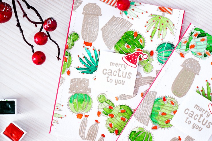 Yana Smakula | Hero Arts Merry Cactus to You Watercolor Holiday Cactus Card. Video