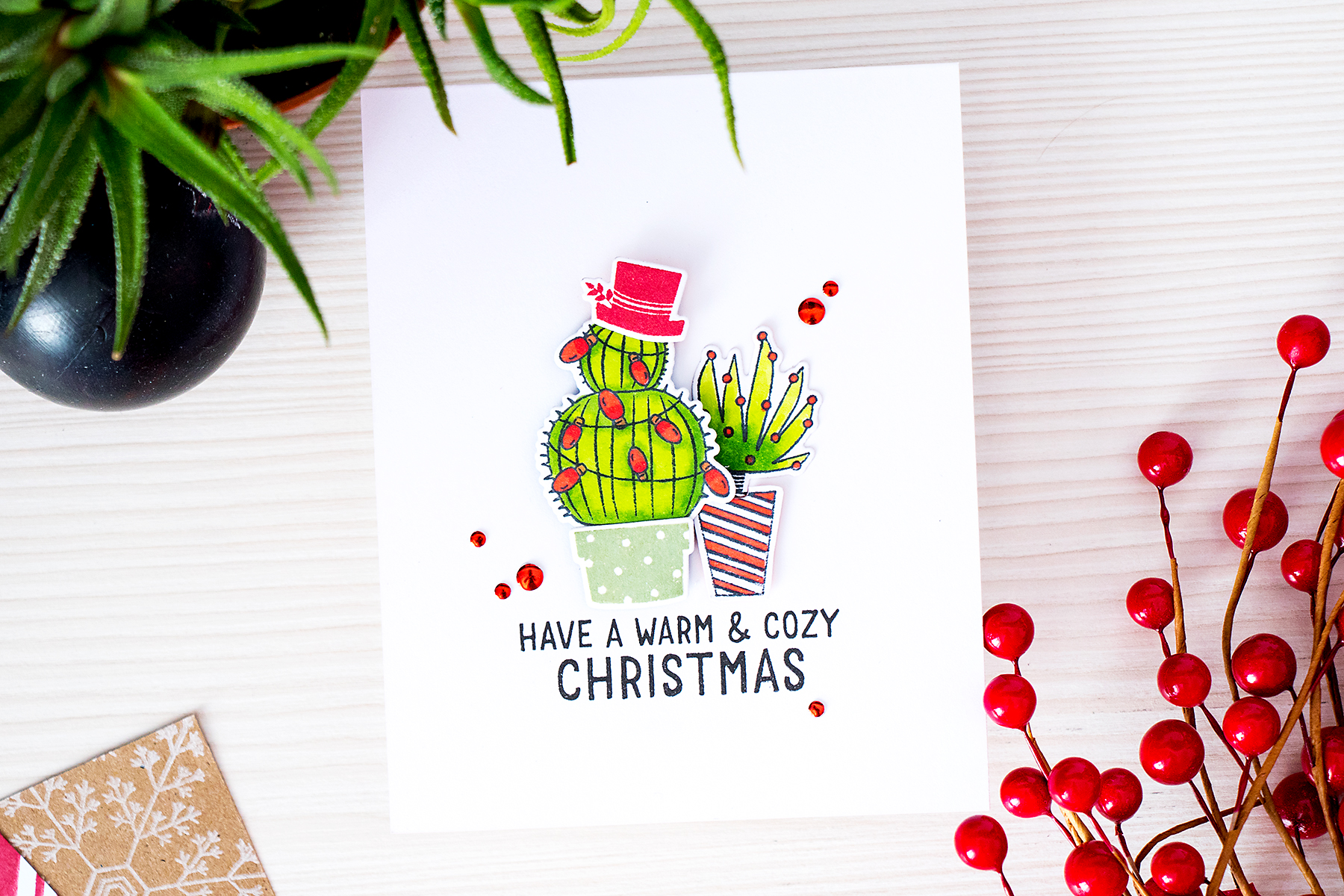 Yana Smakula | Hero Arts Cacti Card - Warm and Cozy Christmas