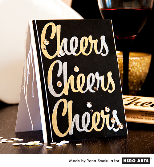 Hero Arts | Bold Cheers New Year Heat Embossed Card