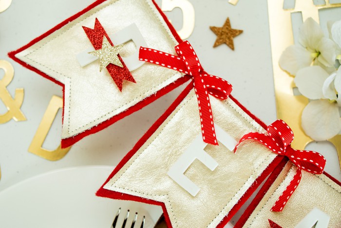 Spellbinders | Holiday Table Decorations - Banner, Utencils Holder and a Place Card using Contour Dies by Yana Smakula