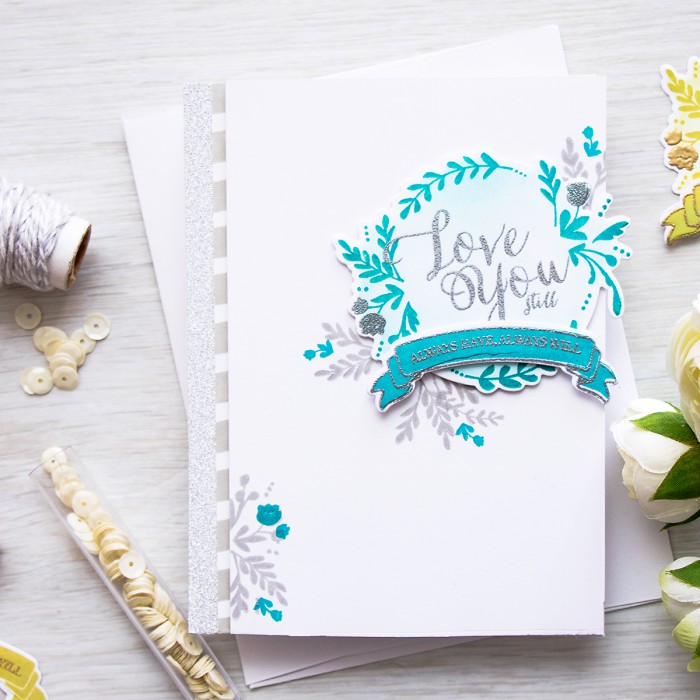 WPlus9 | Love You Still - Silver Stamping & Heat Embossing. Love & Valentine's Day Card by Yana Smakula