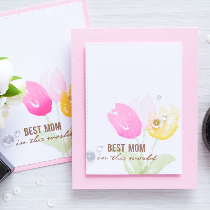 Altenew | Faux Watercolor Tulips Mother's Day Card by @yanasmakula