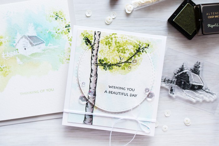 Altenew | Birch Tree Watercolor Card by @yanasmakula using stamps from @altenew