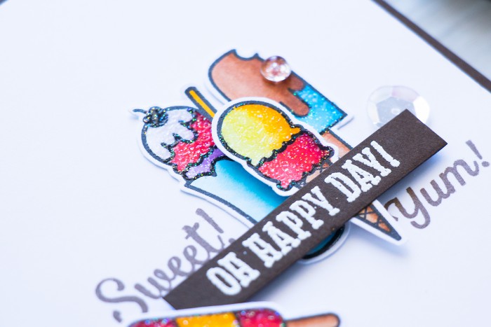 Hero Arts | Sweet Ice Cream Card using Hero Arts Oh Happy Day by Lia stamp set. Card created by @yanasmakula