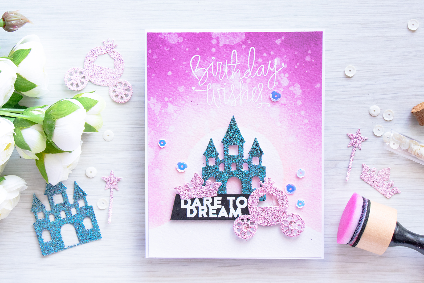 and Carriage Pretty Princess Cutting and Embossing Dies w/ Wand Crown Castle