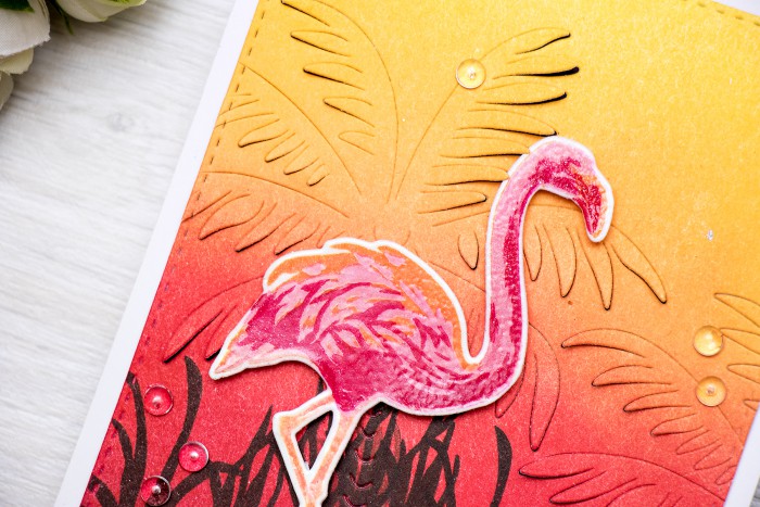 Hero Arts | 2016 Summer Catalog Preview – Paper Layering. Hello Gorgeous Flamingo and Palm Tree Card