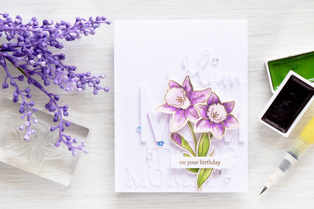 Simon Says Stamp | Purple Daffodils Birthday Card for Mom